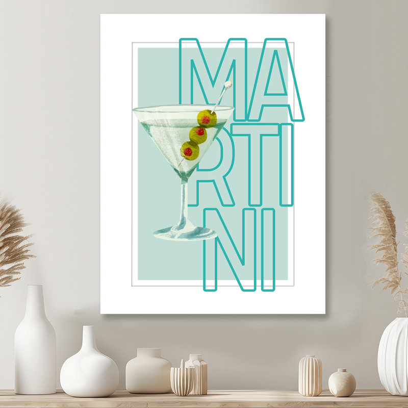 «Straight Martini With Olives Cocktail», impression d'art mural, Métal métal, 32" H x 16" W