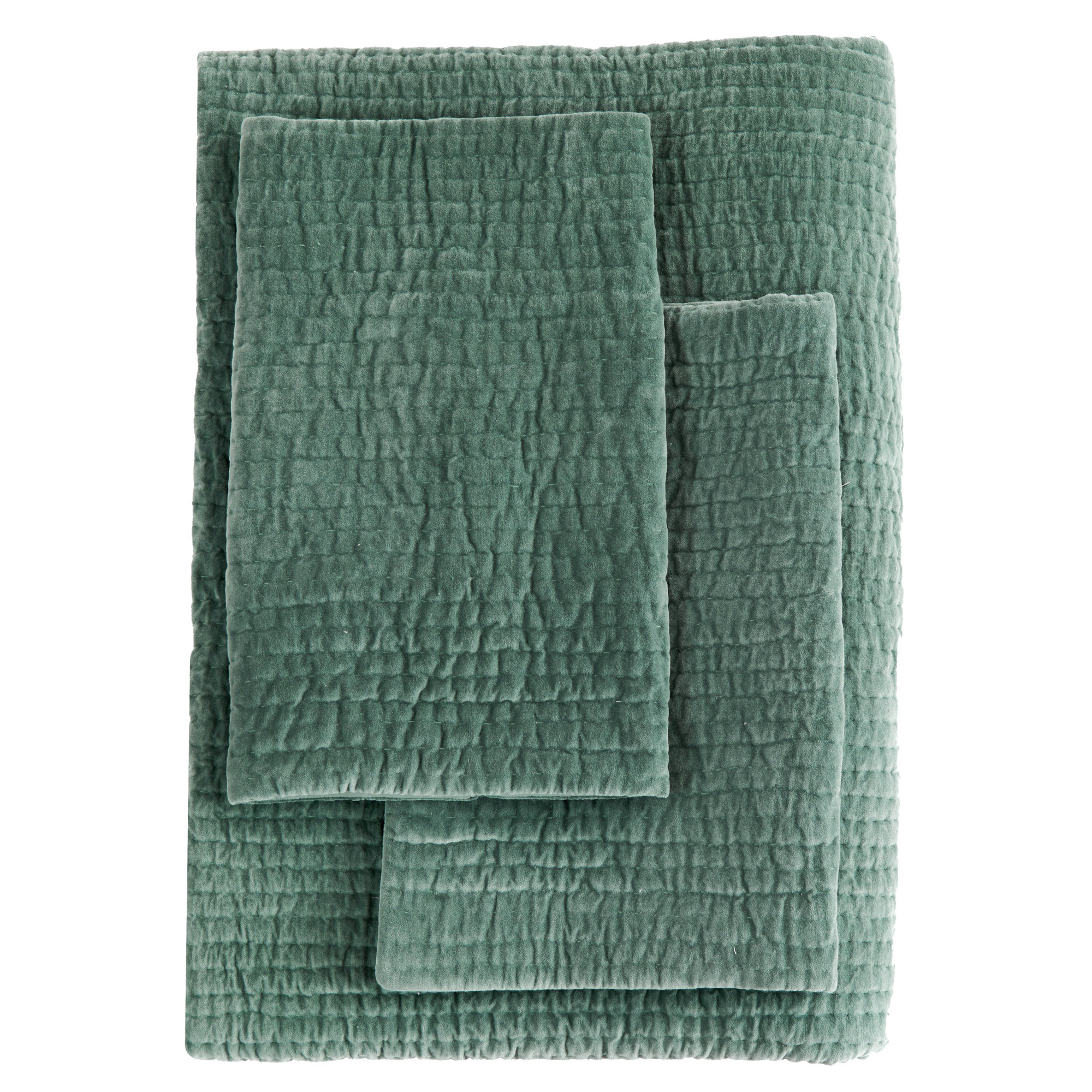 Chambord Velvet Quilt Set, Forest Green, King Quilt + 2 King Shams