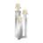 Glass Pillar 3 Plate Decorative Silver Candelabra with Mirrored Accents