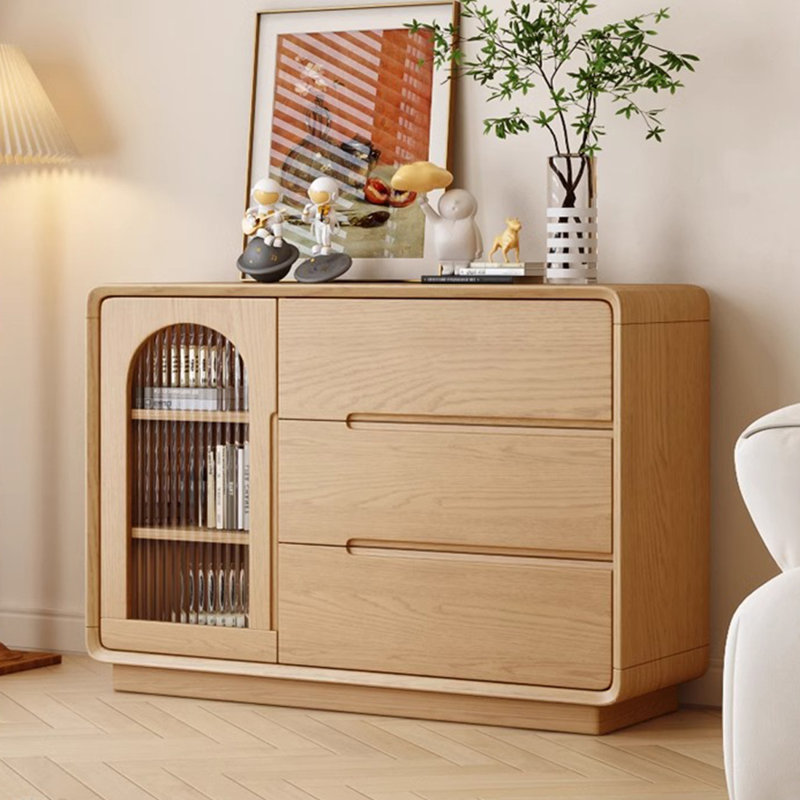 Buffet en bois massif de grande capacité. Buffet 43,3 po, Brun orangé