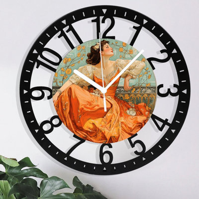 Horloge murale en métal pour le salon - Chemin forestier de 10 po bordé de pendules silencieuses, à piles et à horloge antique pour maison de campagne, chambre à coucher, cuisine - chiffres arabes