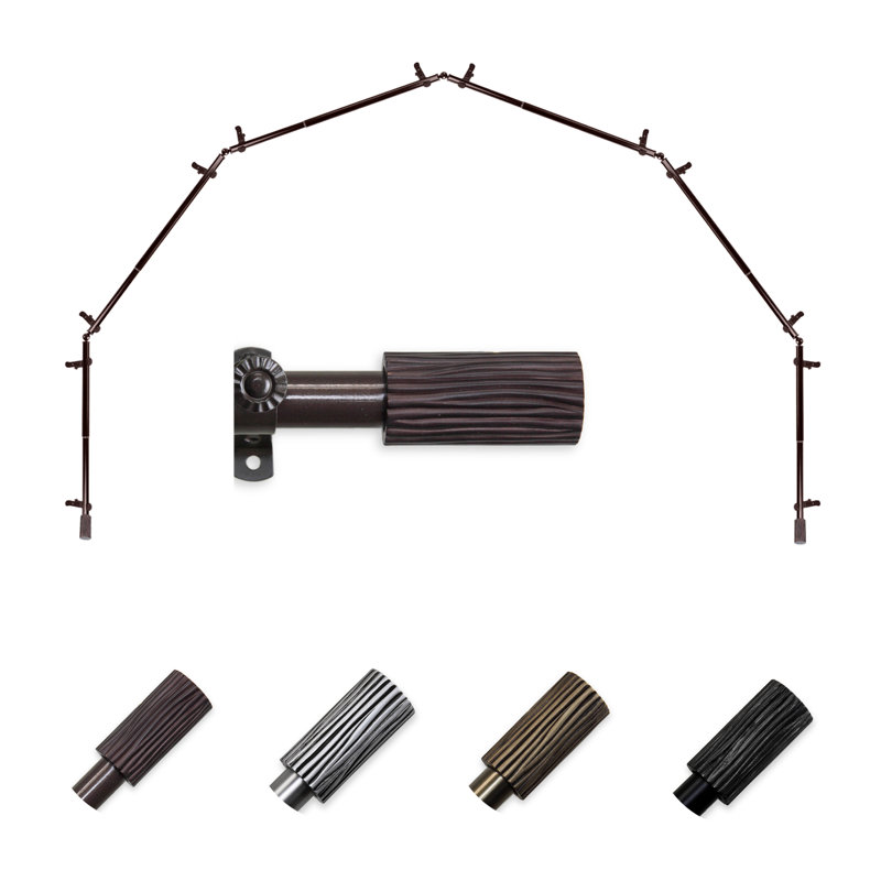 Tringle à rideaux simple ajustable avec baie vitrée de 0,81 po, Cacao, 28 po à 48 po (chaque côté)