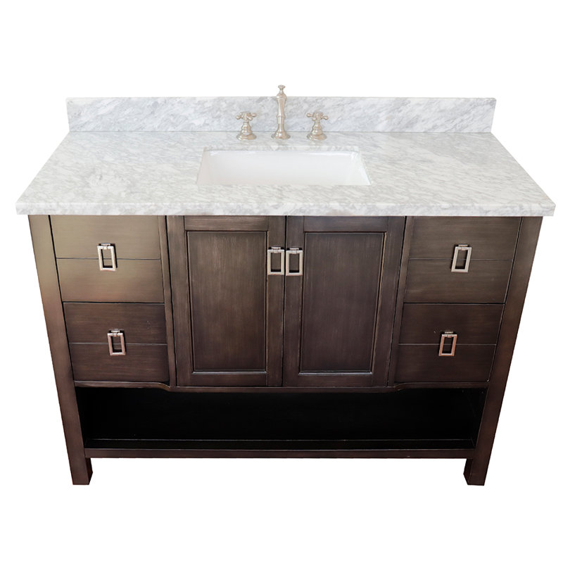 Wilhoit 49'' Single Bathroom Vanity with Top, Silvery Brown/White Carrara