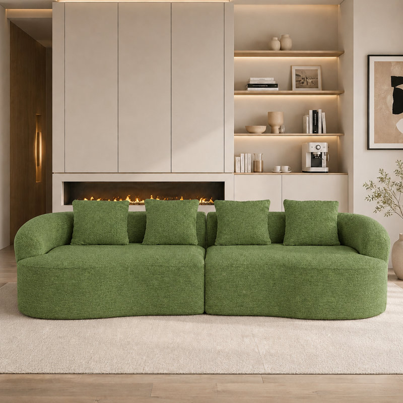 Un canapé-lit surdimensionné de 110 pouces, spécialement conçu pour le salon, est un canapé moelleux de style moderne qui peut accueillir quatre personnes et est livré avec 4 coussins décoratifs. Aucun assemblage requis
