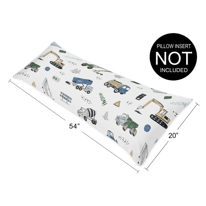 Kids Construction Truck Print Polyester Body Pillowcase
