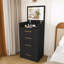 Bureau de coiffeuse 3 en 1 avec miroir rabattable, bureau en verre et tabouret rembourré-1720478806