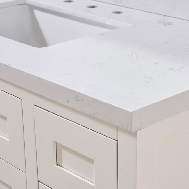 49" Aosta White Composite Stone Vanity Top with Ceramic Sink