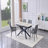 Modern Extendable Dining Table Sintered Stone Tabletop Geometric X-Frame Metal Spray-Painted Base Rectangular