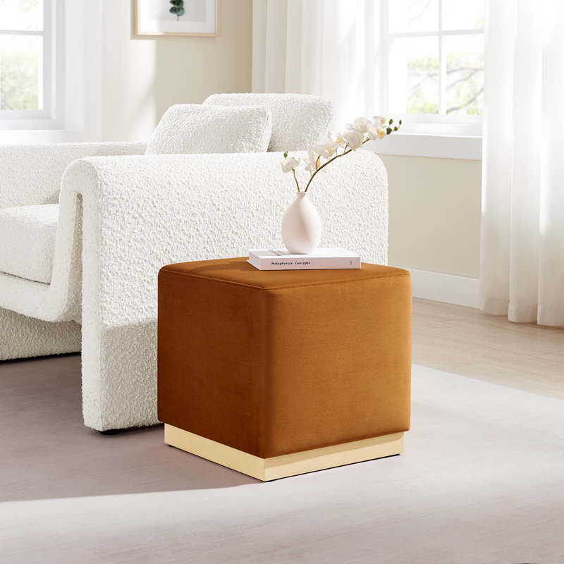 Modway Tilden Upholstered Ottoman, Rust Velvet