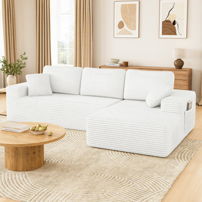 Modern 108-inch corduroy modular compression sofa with L-shaped design