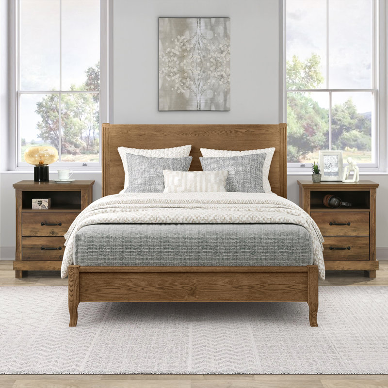 Carson Set Of 2 Wood Nightstand, Bedside Tables With Storage Drawers, Compact Wood Night Stands For Bedroom, End Table Or Side Table For Living Room, 15.5" D X 18.9" W X 23.6" H, Brown