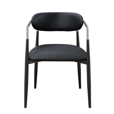 Gavan Black Synthetic Leather Arm Chair (Set Of 2)