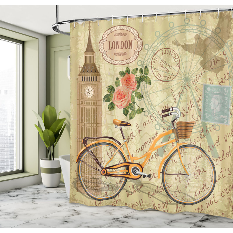 Ensemble de rideau de douche de londres + crochets, H 70 po x l 69 po