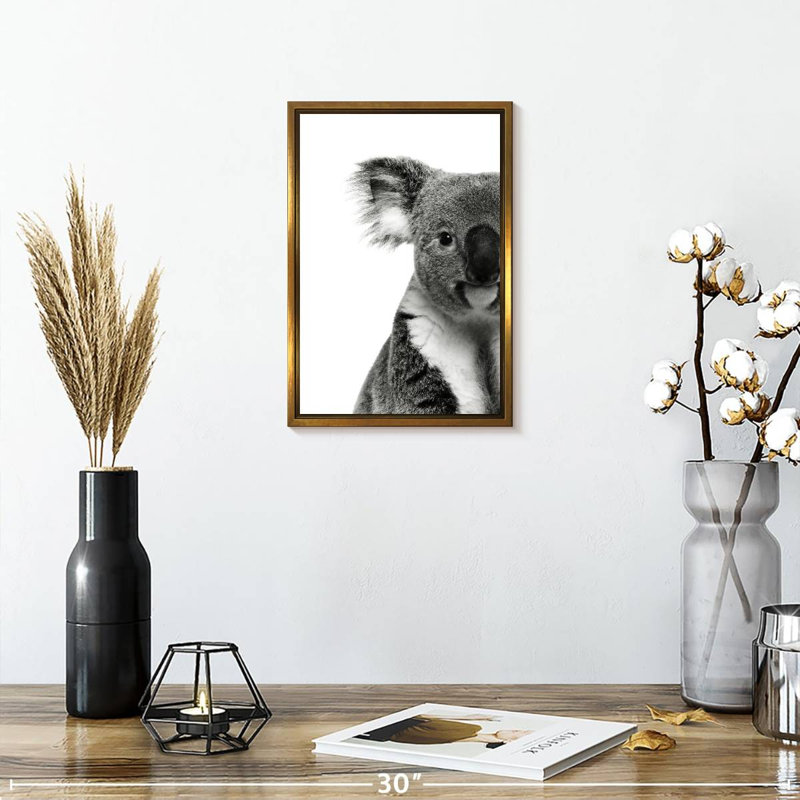 Lovable Koala Bear, 9" x 13", Floating Frame Gold