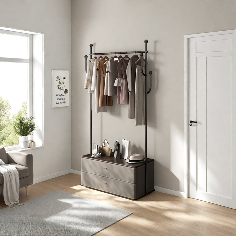 Armoire en acier inoxydable avec crochets, Gris