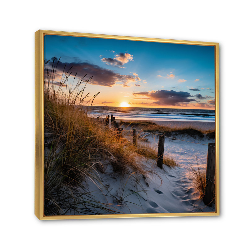 Tranquility Path To Dune Beach IV, Cadre flottant doré, H 36 po x l 36 po x P 1,5 po