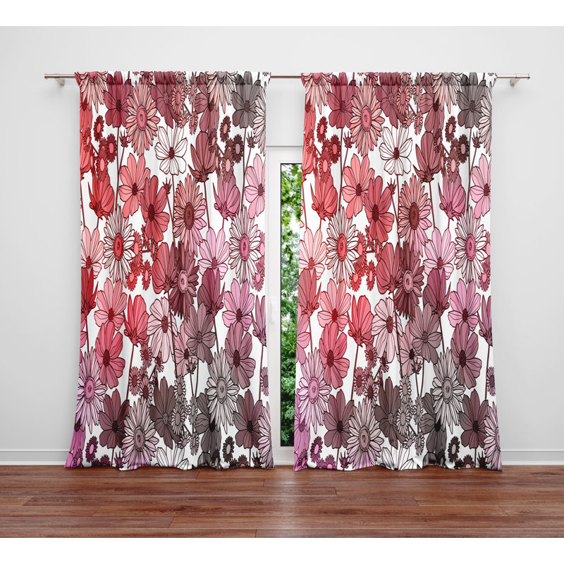 Panneau de rideau simple semi-transparent floral, L 20 po x L 52 po
