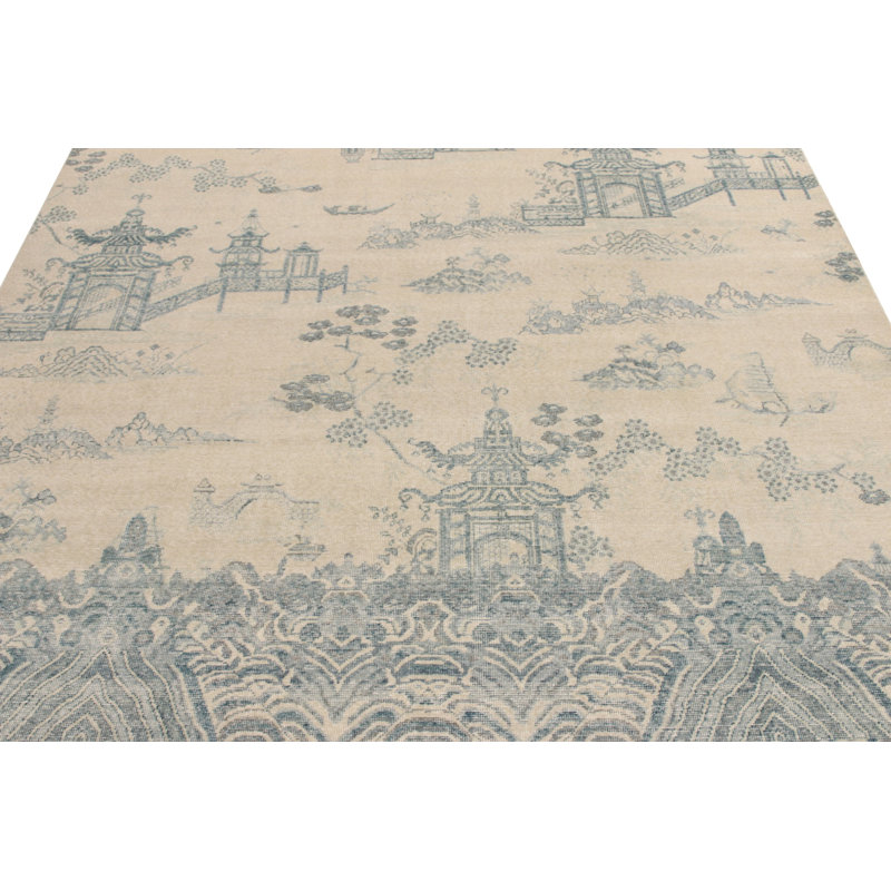 Distressed Homage Hand Knotted Wool Geometric Area Rug, Rectangle 15' x 24'
