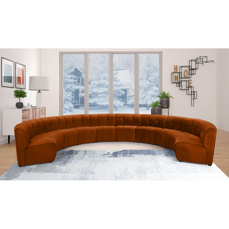 Canapé modulaire de coin symétrique en velours de 173 po de largeur Jedson, Velours cognac