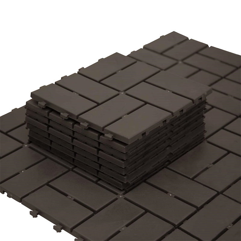 Tuile de terrasse extérieure en plastique, H 0,79 po x L 12 po x l 12 po, Brun