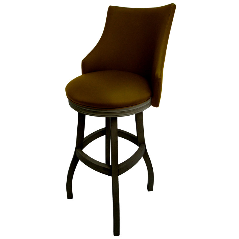 Tabouret pivotant en bois Ridfortore, Noir, Brun, Tabouret de bar (hauteur du siège 34 po)