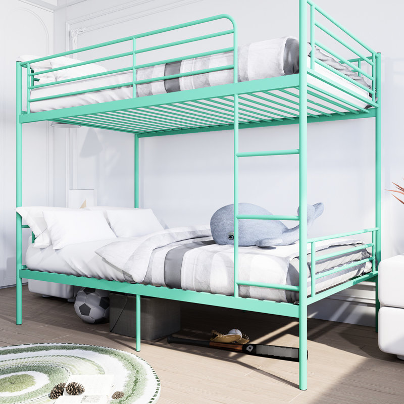Lit simple superposé en métal, garde-corps haut, rangement, revêtement en poudre fine, aucun sommier nécessaire, lit moderne à fonctions divisées pour la chambre à coucher, lit superposé, bruit, fabrication en fer, finition usée