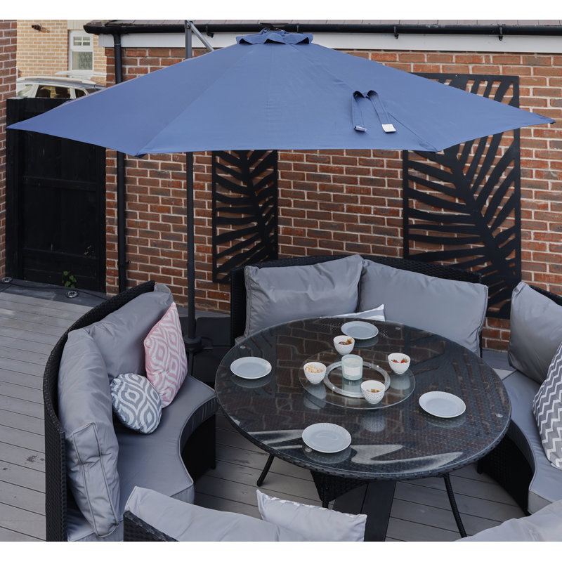 Aadit 300cm Lighted Cantilever Parasol, Dark Blue