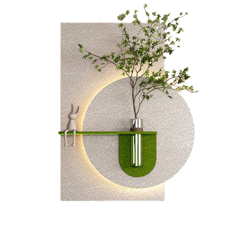 Vase moderne avec plante grès, Blanc/vert, 41,34 po H x 29,92 po L x 1,38 po P
