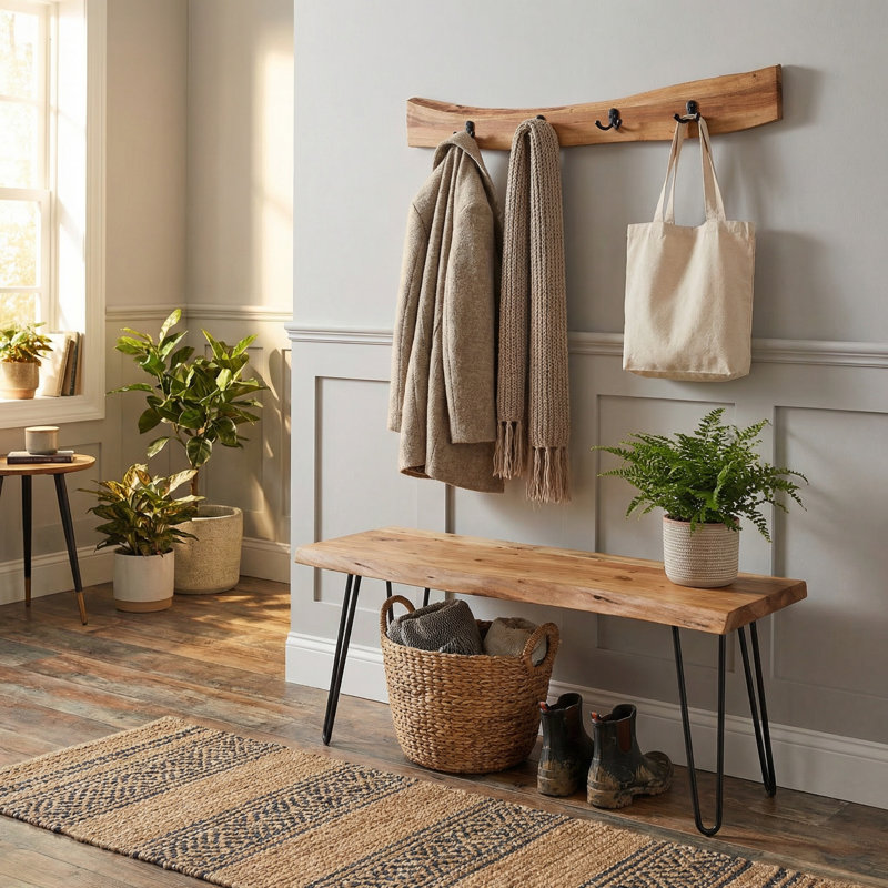 Ensemble de banc 36 po avec crochets en épingle Live Edge