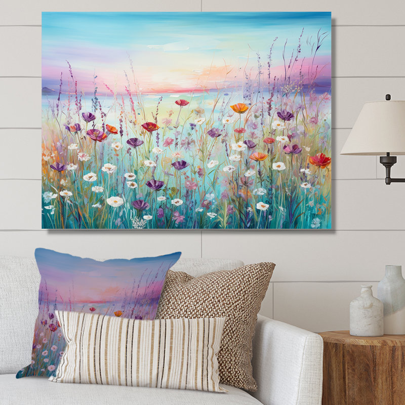 Fleurs sauvages Meadows II sur toile, H 16 po x l 32 po x P 1 po, Toile tendue