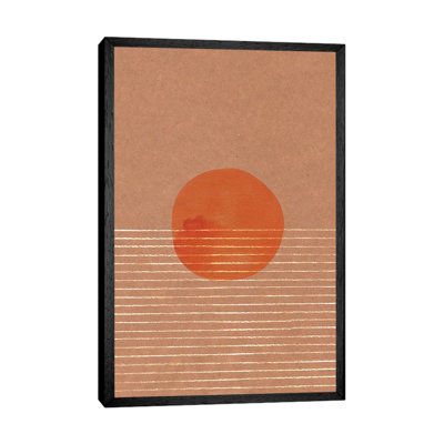 Orange Sun In The Sea by Whales Way - Painting on Canvas