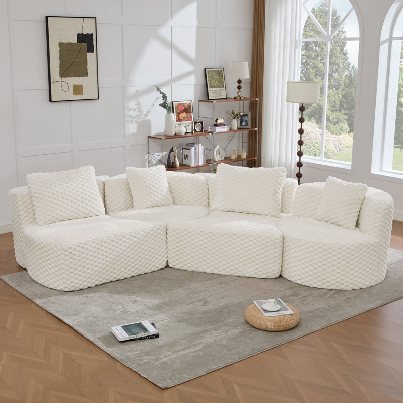 Canapé modulaire compressé 137,8 po Ophelia, Blanc