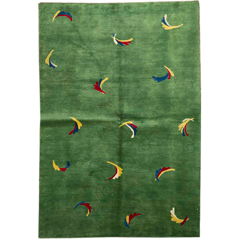 Hand-Knotted High-Quality Green Area Rug