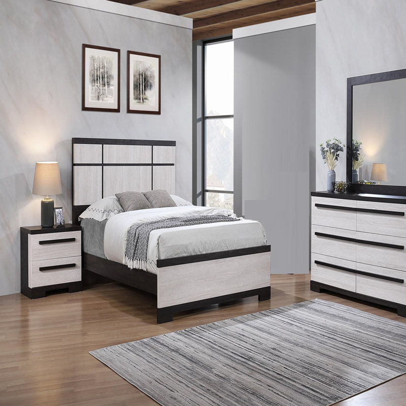 Lit à panneau contemporain 1pc, Grand, Cream