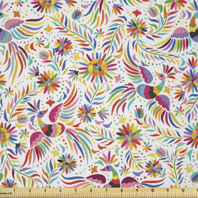 Darshaun Birds Flowers Leaves and Dots Multi-purpose Fabric