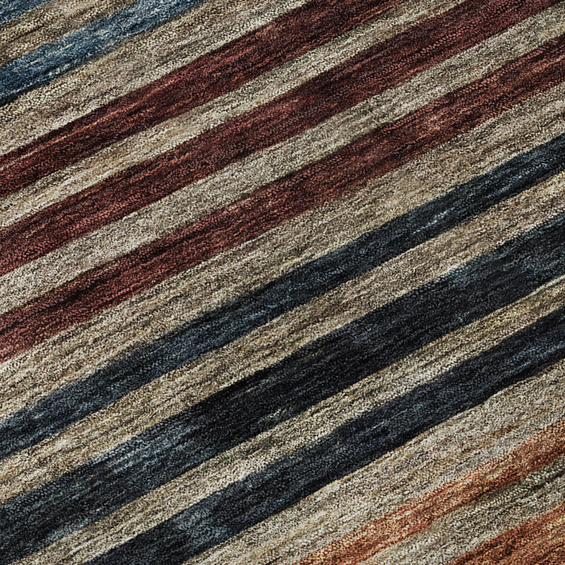Premium Machine Washable Brennon AMF1641 Stripes Rug, Rectangle 9' x 12'