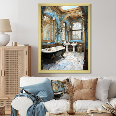 Bathroom Elegant Monochrome - Bathroom Framed Canvas Print Wall Art