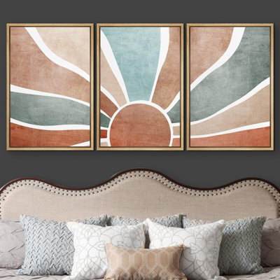 Sun Shine Mid-Century Modern Organic Abstract Neutral Decor, reproduction d'art encadrée sur toile