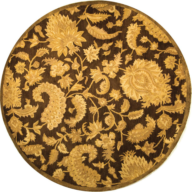 Ardell Hand Tufted Wool Floral Rug, Round 8'