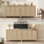 Buffet 43,5 po à 3 portes en rotin avec tablettes réglables, crédence moderne avec armoire de rangement Boho Farmhouse-165773090-166283357