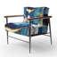 Fauteuil d'appoint abstrait à motif abstrait en marbre Geode Blue I-1776392045