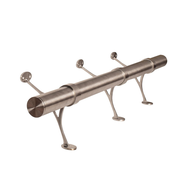 6' Bar Foot Rail Kit, Hardware and Tubing, Satin Stainless Steel
