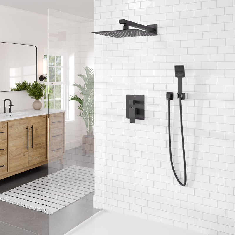 Système de douche Eviva Edge avec douchette coulissante et valve thermostatique, Noir mat