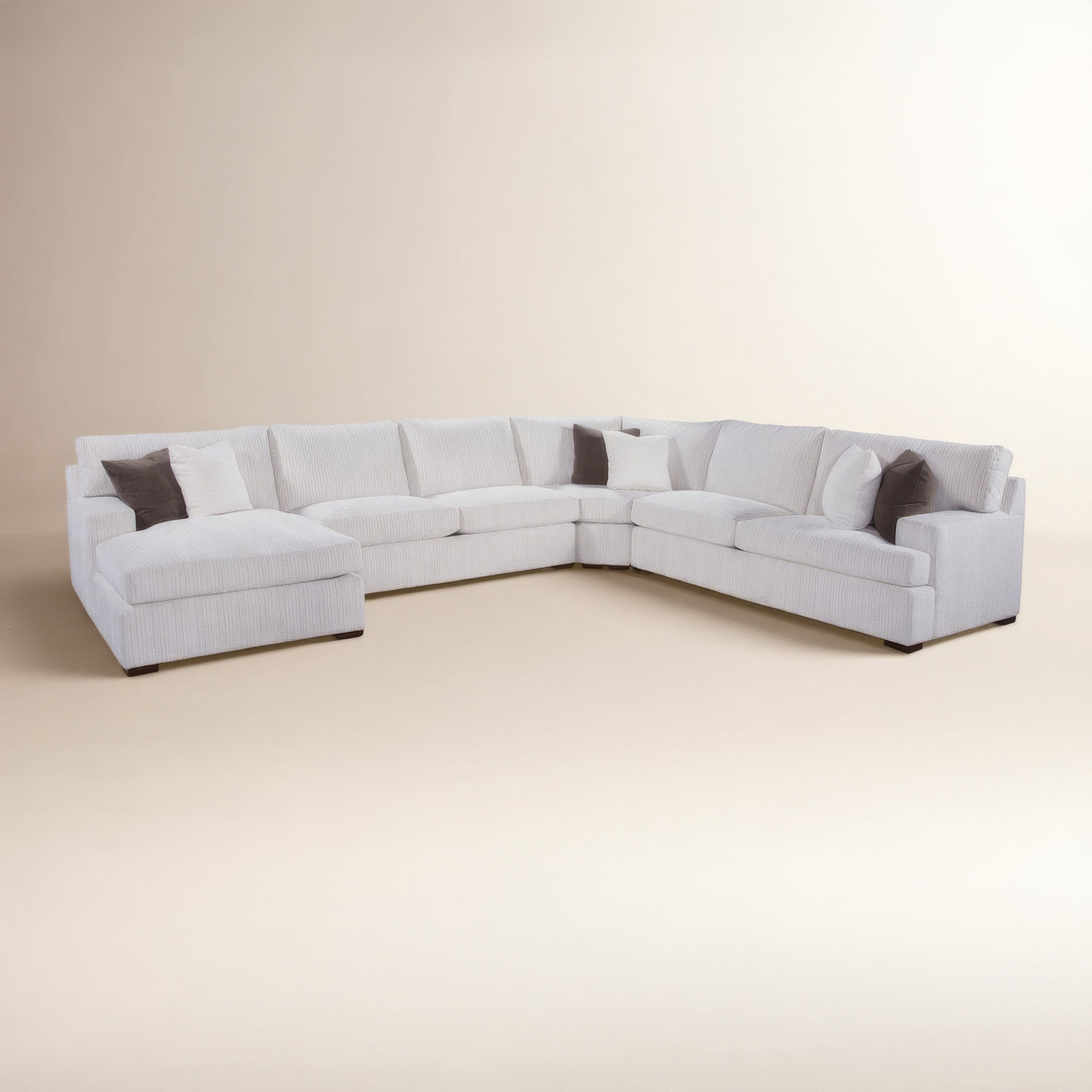 Cambria Four Piece Chaise Sectional, Right Hand Facing, Havana, Oatmeal Crypton Performance; 0822-74