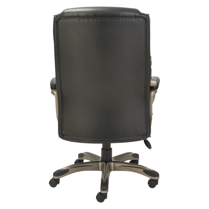 Brown High-Back Leather Executive Swivel Chair with Adjustable Arms