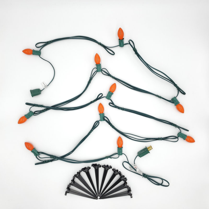 Electric Pathway Lights with 10 Bulbs, Orange