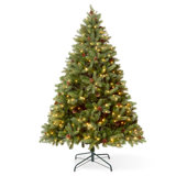 VeryMerry 'Ascot' Christmas Tree with LED Lights with Timer, 8 Light Modes, Decorative Pinecones