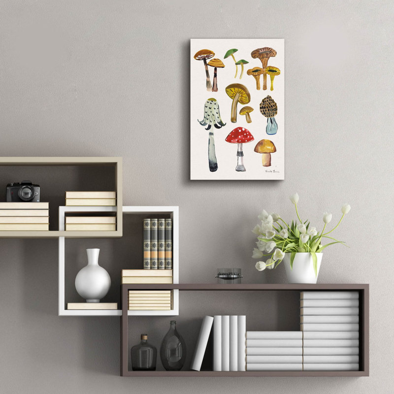 Art mural en verre épique «Forest Mushroom 2 C» par Farida Zaman, 16 po x 24 po, H 24 po x l 16 po