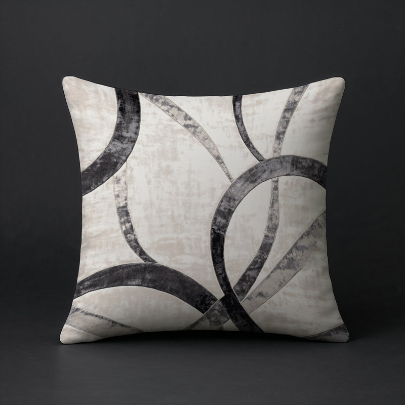 Coussin décoratif intérieur / extérieur gris Modern Modern, Gris abstrait 103, Carré 16 po