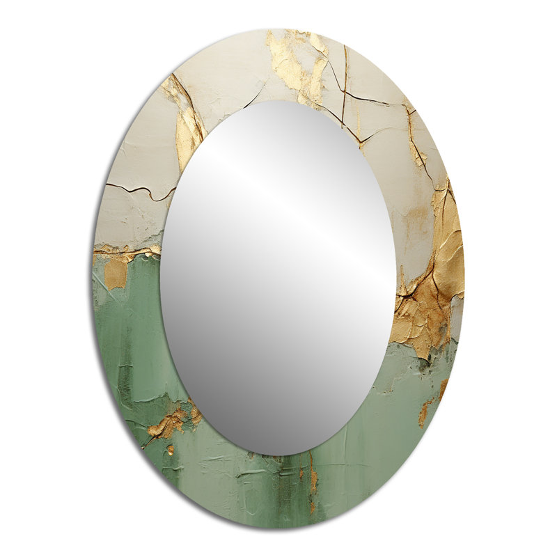 Green Gold Minimalisme Poteries - Miroir mural moderne ovale, 40 po x 30 po